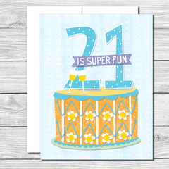 Celebrate their 21st! Hand drawn birthday card