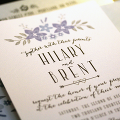Floral blue & silver wedding invitation suite