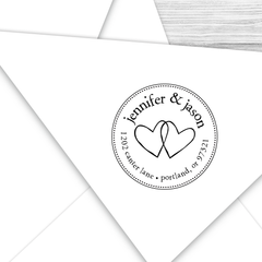 Round Wedding Hearts Return Address Stamp