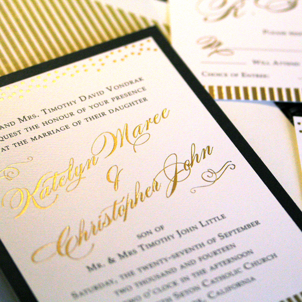 Gold & black wedding invitation suite