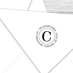 Round Address Stamp with Initial--Style C