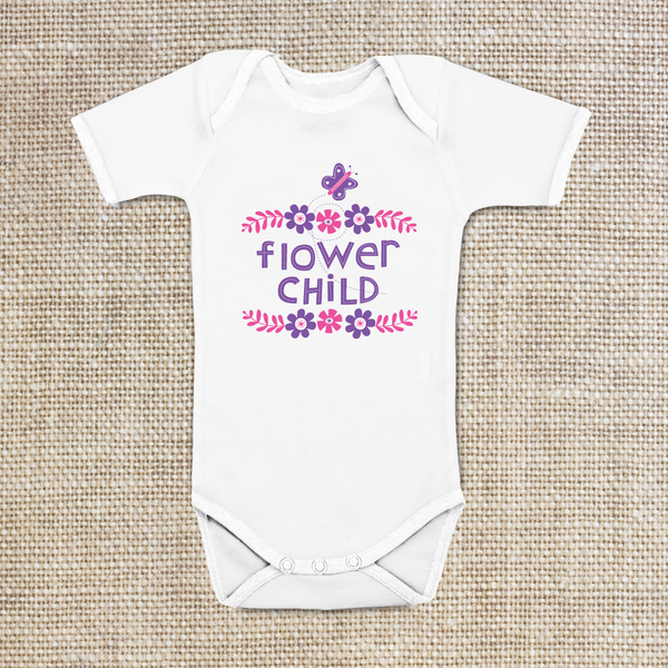 Flowers and butterflies Onesie, Baby Bodysuit, 100% cotton, 6 mo, 12 mo