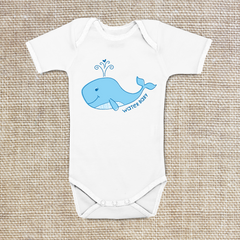 Blue Whale water baby Onesie, Baby Bodysuit, 100% cotton, 6 mo, 12 mo