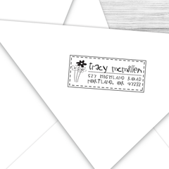 Rectangle Address Stamp with Daisies