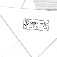Rectangle Address Stamp with Flower