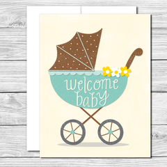 Welcome baby! Hand drawn greeting card