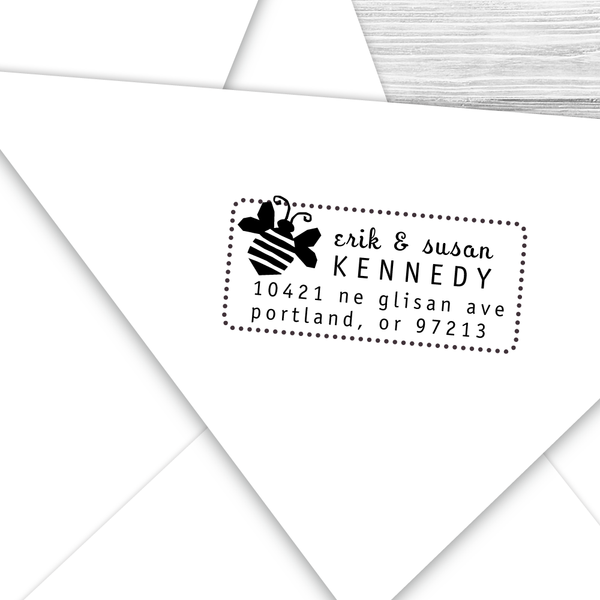 Rectangle Address Stamp with Bumblebee