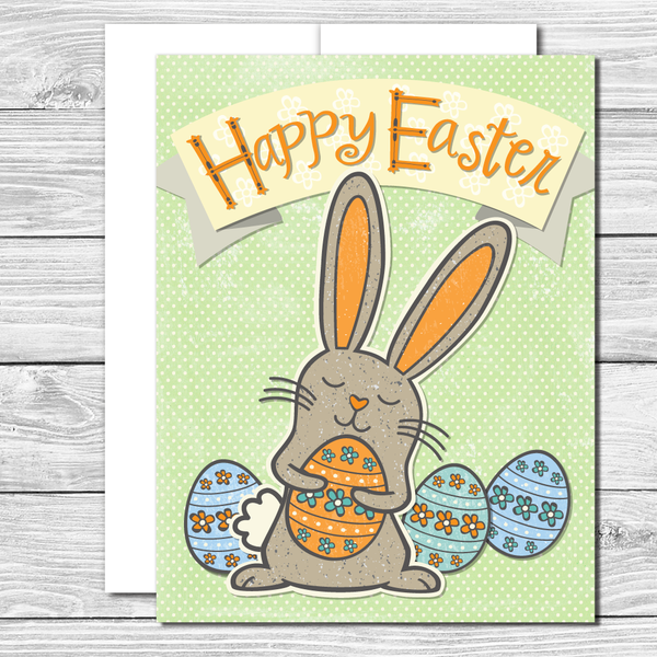 Happy Easter bunny! Hand drawn greeting card