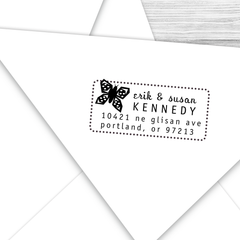 Rectangle Address Stamp with Butterfly
