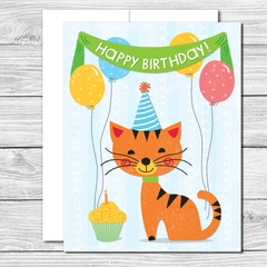 Happy Birthday Kitty! Hand drawn birthday card