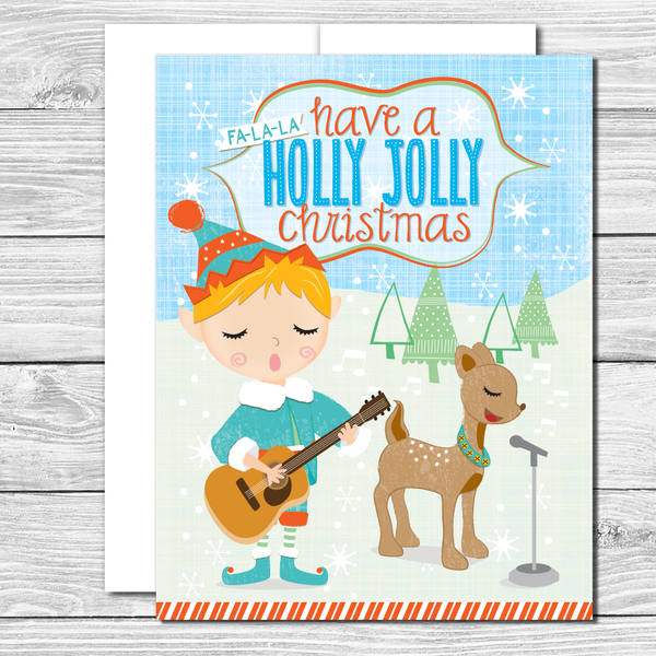 Have a Holly Jolly Christmas! Hand drawn greeting card