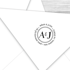 Round Return Address Stamp With Both Your Initials