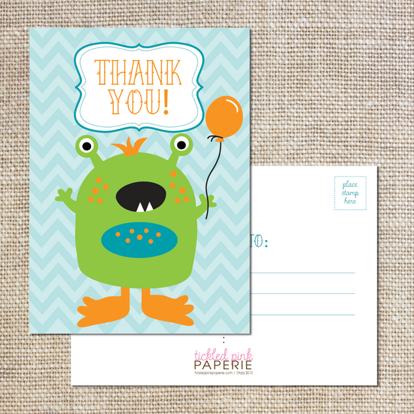 Thank you Postcards--Little Monster Party