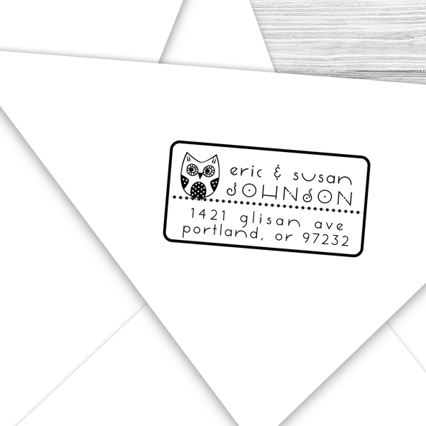 Rectangle Address Stamp with Baby Owl