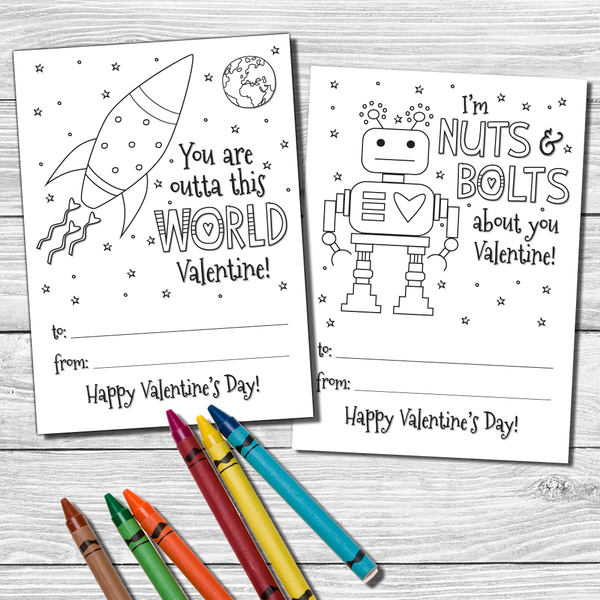 Color your own Valentine's Day Cards School Valentines