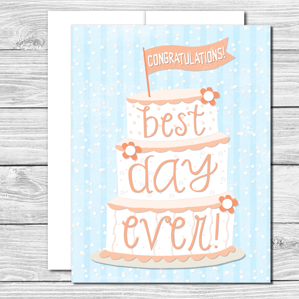Congratulations on your best day ever! Hand drawn greeting card