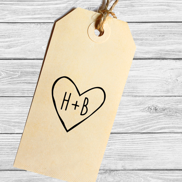 Rustic Heart with Initials Wedding Favor Stamp