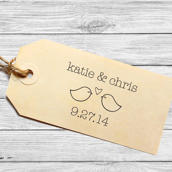 Wedding Favor or Save the Date Stamp with Lovebirds